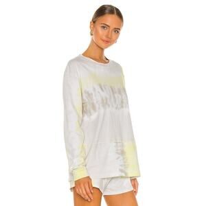 John Elliott NWT Women Reconstructed Tie Dye Tee Agate Geode White Yellow Size L